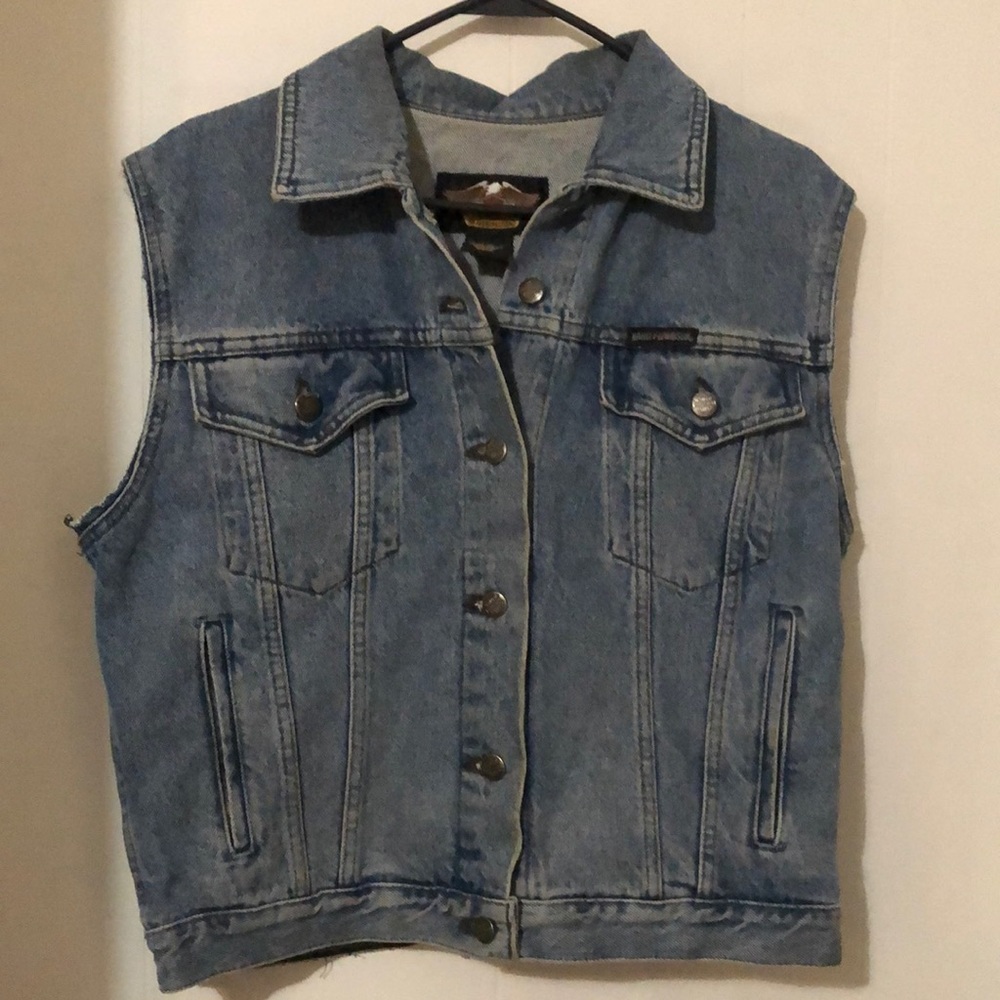 Harley Davidson sleeveless denim jacket